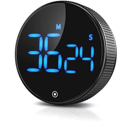 Arendo - Küchentimer Eieruhr digital magnetisch – großes LED Display – Kurzzeitimer – Countdown und Countup – Küchenuhr mit Restzeitanzeige – Alarmton einstellbar 70/85 db(A) - schwarz