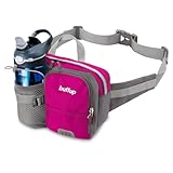 buffup® Sac Banane de randonnée Femme et Homme,Sacoche Banane de Sport Ceinture avec Pore Bouteille,Idéal pour la Course à Pied,Le vélo,Le Voyage (Rose)