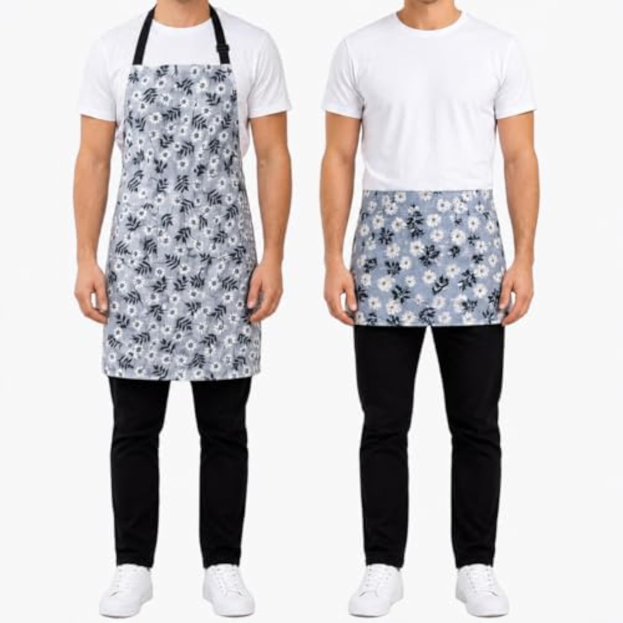 Floral Kitchen Apron & Half Waist Apron Combo for Men & Women