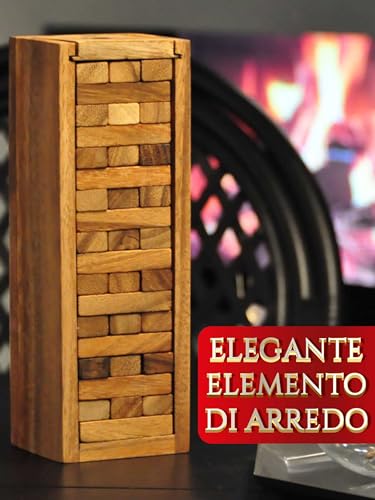 Logica Puzzles Art. Condo - Wooden Tumbling Stacking Tower - Teak Wood with Wood box (Large) - Image 2