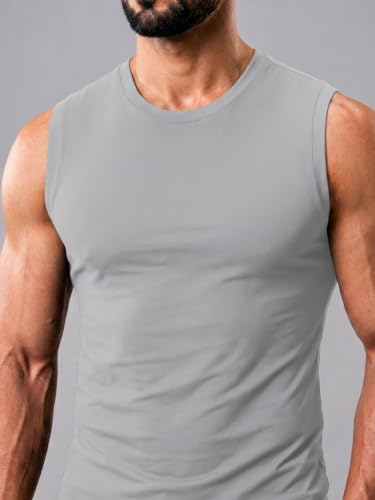 Image of CHKOKKO Gym Sleeveless T Shirt for Men Workout Compression Tanktop Sando Cut Sleeves Tees Gym Vest for Man Athletic Dry Fit for Sports Fitness & Exercise
