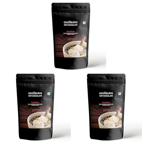 Image of COCOSUTRA Hazelnut Hot Chocolate Mix | Enjoy hot or cold | 500 g | Drinking Chocolate powder | Serves 25 Cups (Pack of 3)