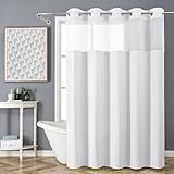 Rideau de douche imperméable sans crochet : le rideau de douche est fabriqué en polyester de haute qualité avec un revêtement imperméable à l'intérieur - doux au toucher et fiable dans la protection. La fenêtre supérieure en maille maintient les éclaboussures d'eau dans la zone de douche et assure une meilleure ventilation. Grâce à son design bien pensé, le sol de la salle de bain reste sec – sans film intérieur ni crochets.