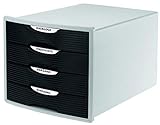 Module à tiroirs HAN MONITOR - design innovant et attrayant de qualité supérieure. Avec 4 tiroirs fermés pour DIN A4/C4, blanc-noir, 1001-32