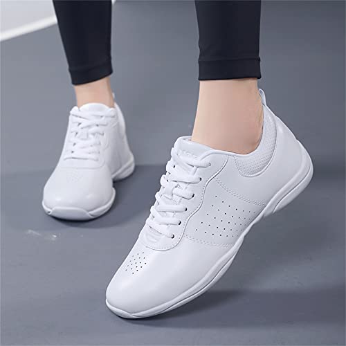 Fofowhat White Cheerleading Shoes For Women Athletic Training Performance Dance Shoes Competition Cheer Tennis Walking Sneakers Size 8.5 #TOP4
