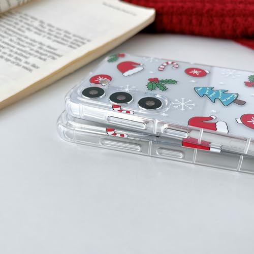 RALEAVO for Samsung Galaxy S25 Christmas Case Clear Cute Winter Holiday Case for Women Girls Kids with Hats Bells Slim TPU Silicone Shockproof Protective Transparent Phone Cover,Black Snowflakes by RALEAVO - Used condition - Image 3