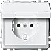 Produktbild Merten MEG2314-4019 SCHUKO-Steckdose mit Klappd., IP44, BRS, Steckklemmen, polarweiß, System Fläche