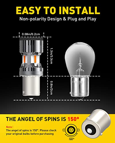 Auxito Upgraded 7507 Py21W Bau15S Led Bulbs Amber Yellow, 4000Lm Extremely Bright With Fan For Turn Signal Light Bulbs, 2641A 12496 7507Ast No Hyper Flash Led Replacement Bulbs, Pack Of 2 #TOP5