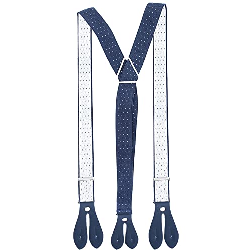 Event Decor Shop 25mm Y-Back Elasticated Suspenders f Men & Women – Navy with White Dot Adjustable Braces with Leather Button Loops & Strong Non-Slip Clips for Trousers Support Outfits Event Decor Shop 25mm Y-Back Elasticated Suspenders f Men & Women – Navy with White Dot Adjustable Braces with Leather Button Loops & Strong Non-Slip Clips for Trousers Support Outfits