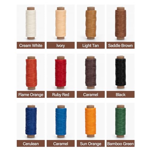 Hilo encerado redondo de poliéster para cuero 0.65mm con 12 agujas y caja miniatura 2