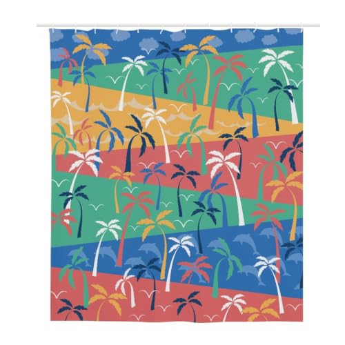 Rideau de douche imperméable et lavable multicolore en tissu polyester