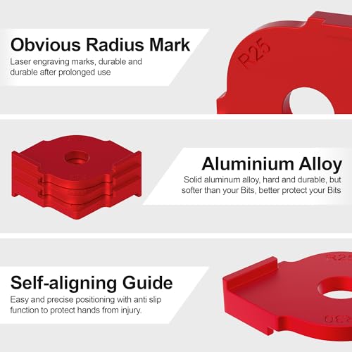 Image of Radius Jig Router Templates 3 Pcs, Aluminum Alloy Corner Radius Routing Templates for Woodworking Rounded Corners, R5 /10 /15 /20 /25 /30