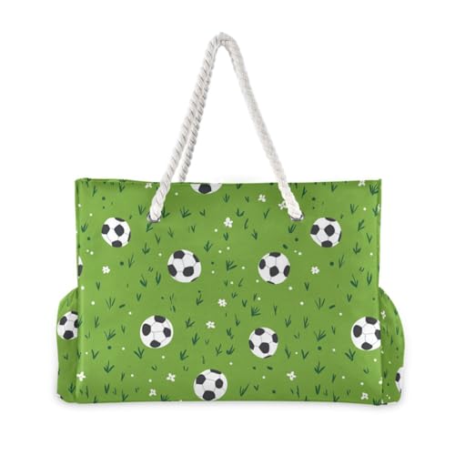 Green Field Football Sandproof Bag Carry On with side pocketes Tote Bag Portable with cup holders on the side2