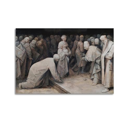 Toile Christ and the Woman Taken in Adultery Bruegel salon chambre 50x75