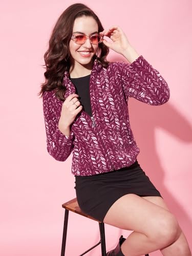 Image of Modeve Women Printed Full Sleeve Jacket for Winter