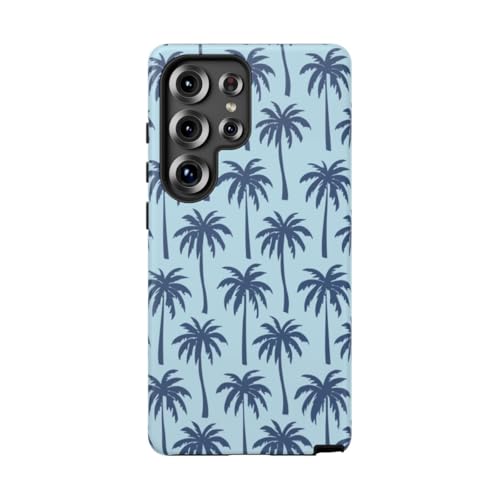 Coque palmier bleu pour Samsung S25 Ultra idéale en vacances et au bureau