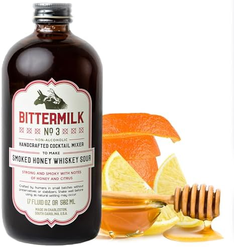Bittermilk No.3 Smoked Honey Whiskey Sour Mix for Cocktails, 17 oz