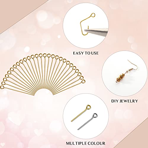 1400 Pieces Eye Pins Mix Jewelry Findings Eye Pins 0.63 Inch 0.79 Inch 1.18 Inch Open Eye Pins Head Pins Eye Pins Findings For Jewelry Making Diy Necklace (Gold, Silver) #TOP1