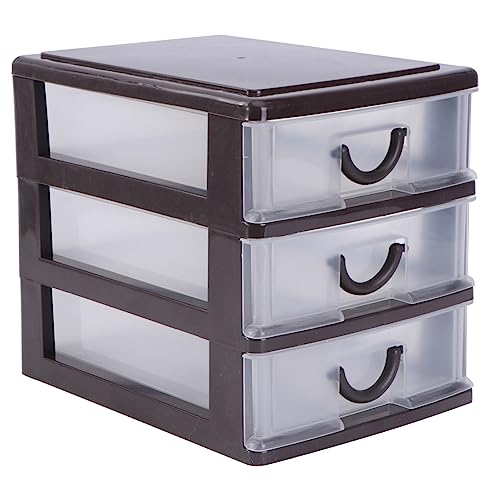 Holibanna 1Pieza Caja de Almacenamiento Plástica con Organizador para Escritorio Estuche Práctico para Artículos Oficina y Hogar Marrón