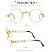 Yvey Vintage Round Steampunk Glasses for Mens and Womens Circle Lennon Hippie Style Eyeglasses (Gold Frame/Transparent Lens)