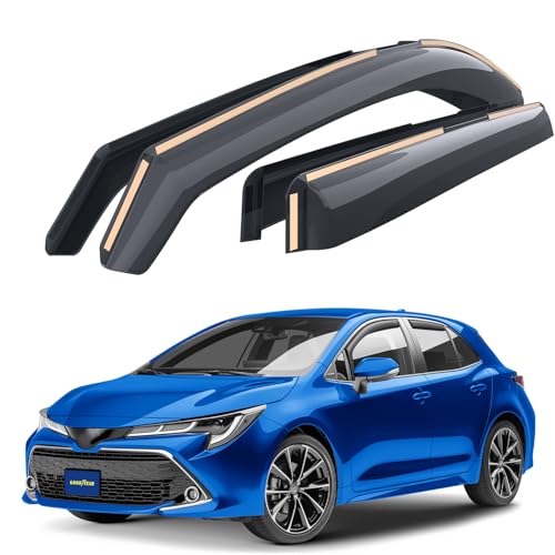 Goodyear In-channel Wind Deflectors for/compatible with Toyota Corolla Hatchback 18-26 E21 (XII) - Car accessories - Rain Deflectors - Let Fresh Air In During Rain -Sunshades- Reduced Wind Noise-4 Pcs