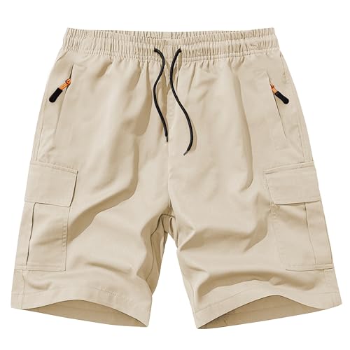 SHOOYING Boys Cargo Shorts Quick Dry Athletic Zipper Shorts Sets3