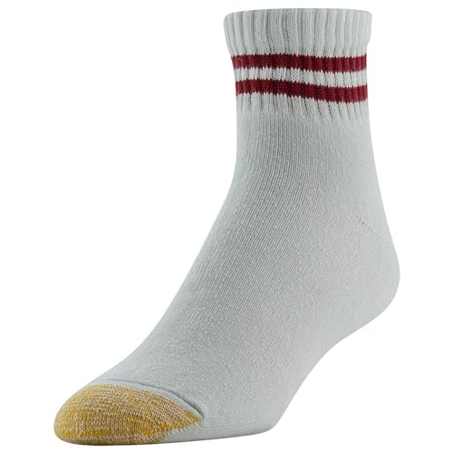 GOLDTOE Men's 656P Cotton Ankle Athletic Socks, Multipairs, White/Multi Assorted (6-Pairs), Shoe Size: 6-12.52