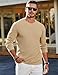 JMIERR Long Sleeve Shirts for Men Casual Crewneck Pullover T-Shirt Fall Fashion Stretch Textured Knit Tee with Pocket, L, Khaki
