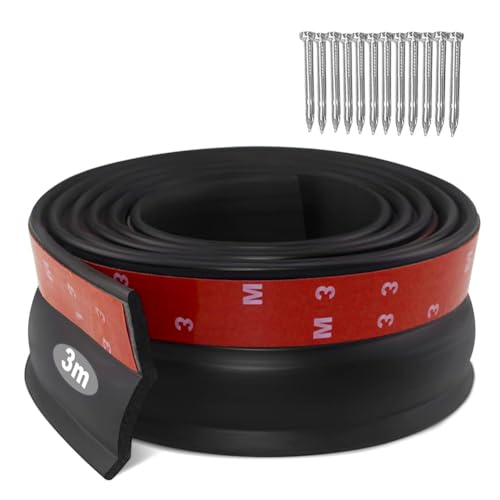 FOGARI 3M Guarnizione Universale per Porta da Garage, Guarnizione Porta Garage Basculante, Soglia Porta Antipioggia, Guarnizioni in Gomma per Porta del Garage, con chiodi