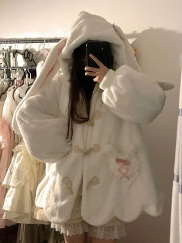 ZITEZHGO Kawaii Bunny Ear Cozy Coat Cute Hoodie Girl Teen Women Fuzzy Button Down Harajuku Fashion Jacket3