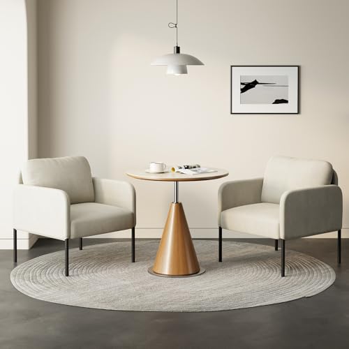 COLAMY Gepolsterter Ohrensessel 2er Set aus Samt – Moderner Lounge-Sessel mit weicher Rückenlehne, Komfortabler Sessel für Wohnzimmer, Schlafzimmer, Apartment & Leseecke, Beige