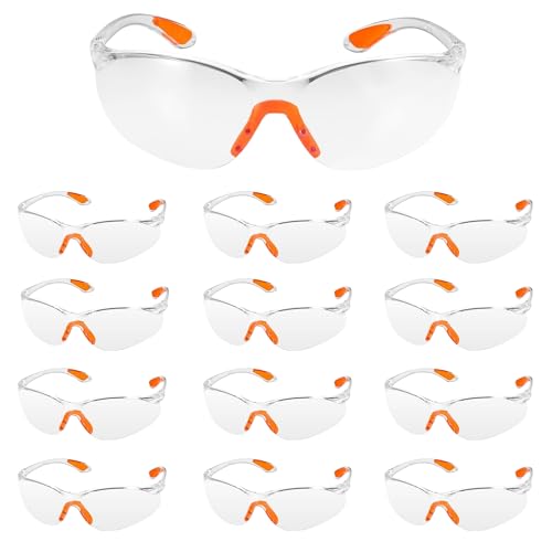 Goggles Safety Glasses for Work 12PCS Clear Safety Glasses, Eye Protection-Glasses, Lab Goggles Safetys Eyeglasses OverGlassess Eyewear Safetys OcularGoggles for Work Construction Laboratory Chemistry