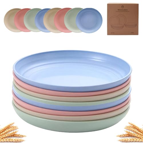 10 Best Wheat Straw Plates That Are Eco-Friendly and Stylish 7 K Y KANGYUN 8 Pcs Unbreakable Wheat Straw Plates