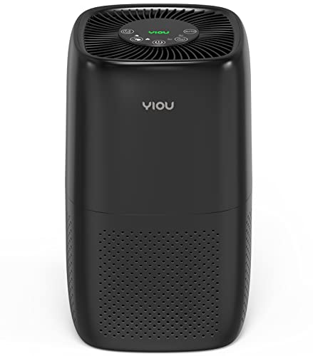 Yiou Air Purifiers For Home Large Room Up To 547Ft²,Smart Air Cleaner With Auto Mode,H13 True Hepa Filter Block Most Dust Smoke Pollen,Quite Home Odor Eliminators For Bedroom,Office,Shiny Black #TOP19