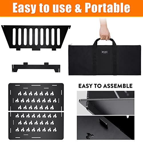 Fire Pit 25 Inch Outdoor Outside Wood Burning Portable Firepit Log Stove Fireplace For Bbq Camping Campfire Bonfire Backyard Garden Picnic Patio With Carrying Bag #TOP2