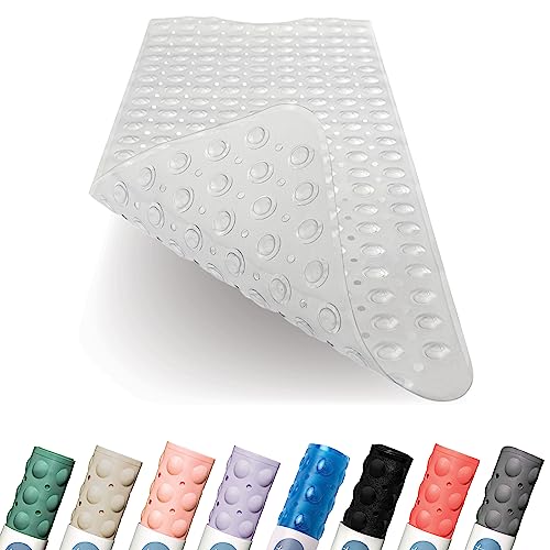 Preisvergleich Produktbild Toniamo Badewannenmatte 100x40cm / Antirutschmatte extra lang in Premium-Qualität / Badewanneneinlage antibakteriell & maschinenfest / Badematte rutschfest / Rutschmatte Badewanne (transparent)