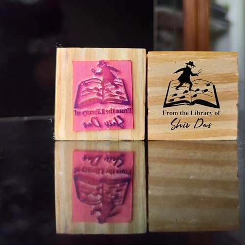 Image of Kunya Personalised Book Stamp with Your Name(3.5 cm Dia), customised for Stamping Books for Readers, Great Gift for booklovers, Kids, Teachers (Mr Detective)
