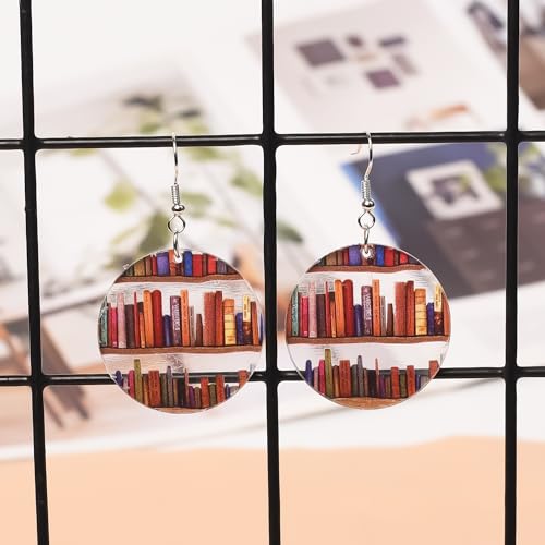 JNAWA 2 Pairs Book Lovers Earrings - Retro Multicolour Library Pendant Earrings for Women & Girls - Image 3