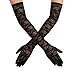Lusofie Lace Gloves Women Long Elegant Black Tea Party Gloves 1920s Engagement Dress Dance Cocktail Party Opera Performance Mittens Formal Glove (Black)