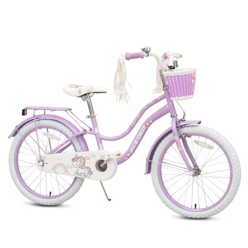 Image of Bixike Princess Style Girls Bike with Basket for 2-13 Years Old Kids and Toddlers, 12 14 16 18 Inch Bicycle for Children with Training Wheels and Streamers, 20 Inch with Kickstand, Multiple Colors