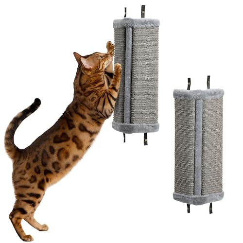Navaris Rascadores de sisal para Gatos   2X Rascador para Pared o Escalera   Juego de arañadores para Gato Mascotas   Protección contra arañazos   Color Gris