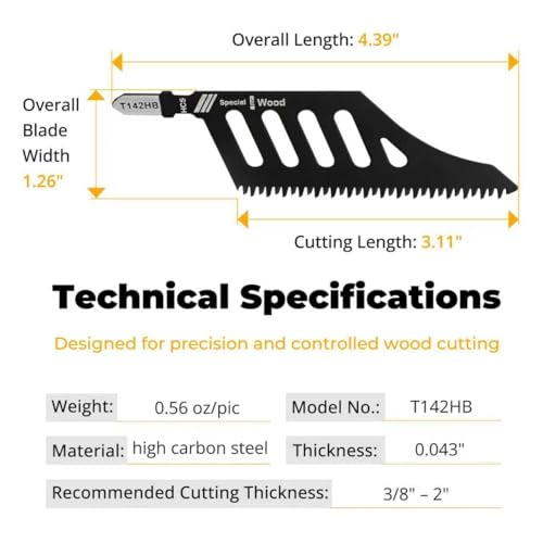 TIMEUPRISE T142HB Extra Wide Jigsaw Blades