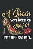  A Was Born on May 01 Birthday Leopard High Heel Funny: Lined Journal & Diary for Writing & Notes with 6x9 inches , 110 Pages