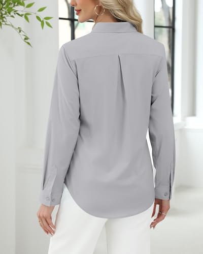 Image of J.VER Button Down Shirts for Women Stretch Collared Long Sleeve Dress Shirt | Business Casual, for Work Office, Meetings, Dinner, Dates, Travel, Leisure, Elegant, Workout, Social Gathering, Commute