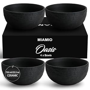 MIAMIO – 750 ml Bowls/Bowl Set of 4, Salad Bowls, Soup Bowls, Cereal Bowls, Ceramic Serving Bowls – Microwave, Dishwasher and Oven Safe – Oasis Collection, MM-190