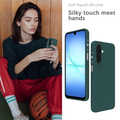 Image of YATWIN Silicone Case for Samsung Galaxy A17 4g /5g, Soft-Touch, Shockproof, DustProof, Antiskid Phone Cover for Samsung Galaxy A17 4g /5g - Dark Green