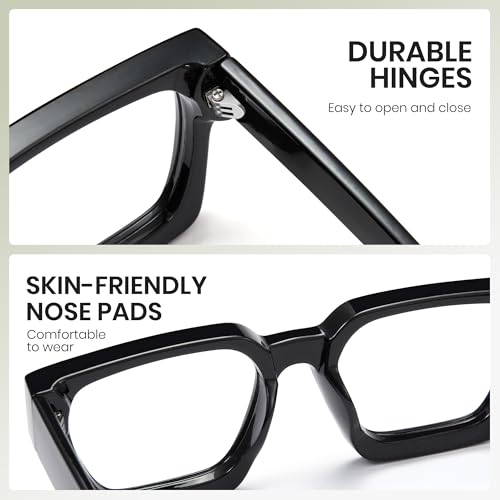 Image of Cyxus 99% Oversized Blue Light Blocking Glasses Women Men Chunky Rectangle Chic Preppy Frame Computer 8143