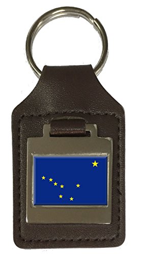 Porte-clés en cuir drapeau de l'Alaska - Ne perdez plus vos clés de voiture