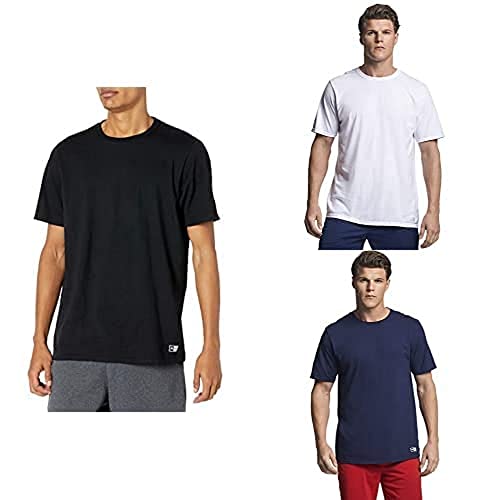 Image of Russell Athletic Men's Cotton Performance Short Sleeve T-Shirt, 3 Pack: Black /Navy /White, L