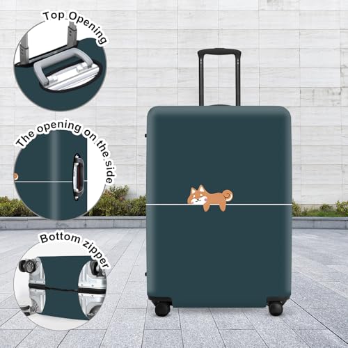 Image of Hunter Green Luggage Cover, Washable Suitcase Protector Simple Cartoon Fox Design Anti-scratch for 28 inch,30 inchBag